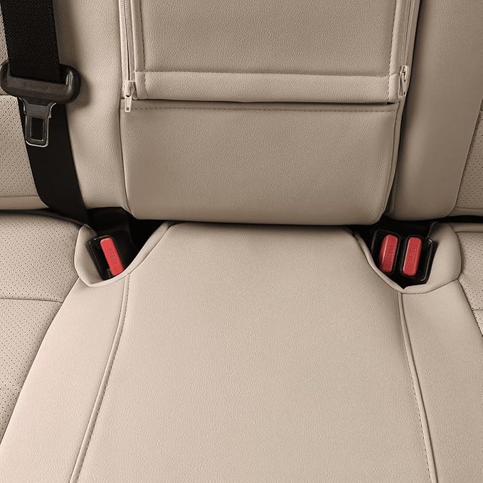 EKR Rav4 Seat Covers Custom Fit for Toyota Rav4 (Only Hybrid) 2019-2025 LE,XLE,XLE Premium,Limited,Woodland Edition, Leather Car Seat Cover Full Set for SUV Faux Leather(Beige)