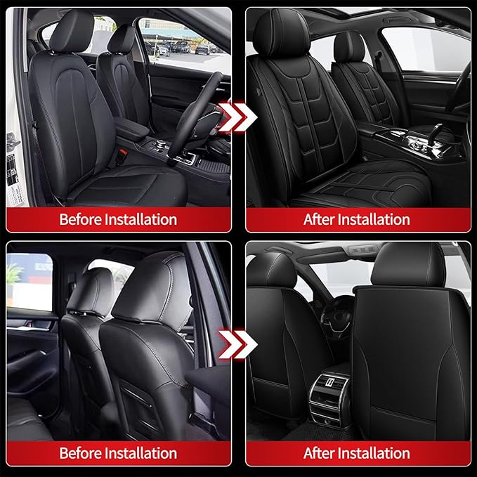 TTX LIGHTING Car Seat Covers fit for Nissan Juke S/SV/SL 2011-2017 Front Seat: Premium Leather Automotive Seat Cover with Airbag Compatible Waterproof (2 Seats, Black)