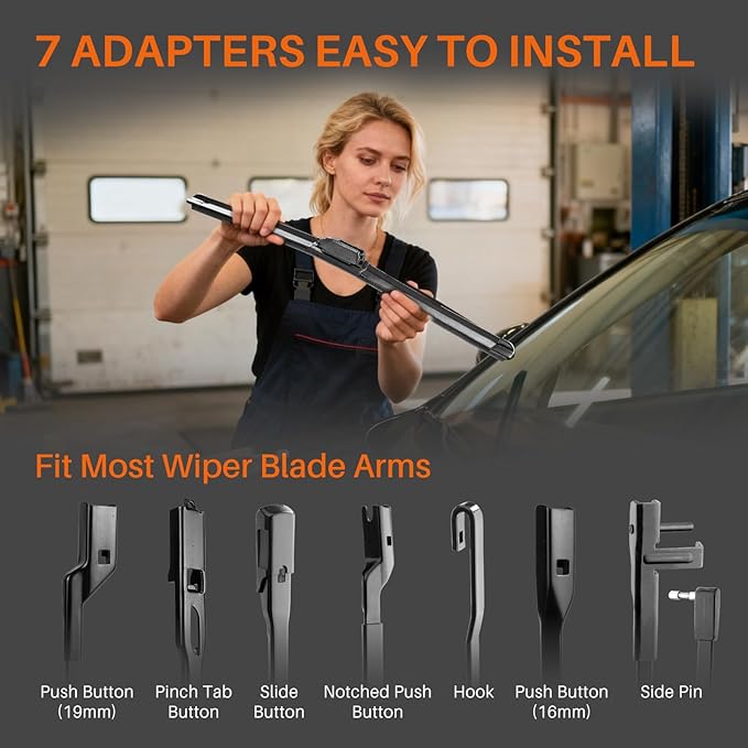 DOG TAIL Water Repellent Silicone Wiper Blades 24" 24" Set with Multiple Adapters and 2 Refills, Automotive Replacement Front Windshield Wiper Blades for My Car with Water Repellency Formula DropClear