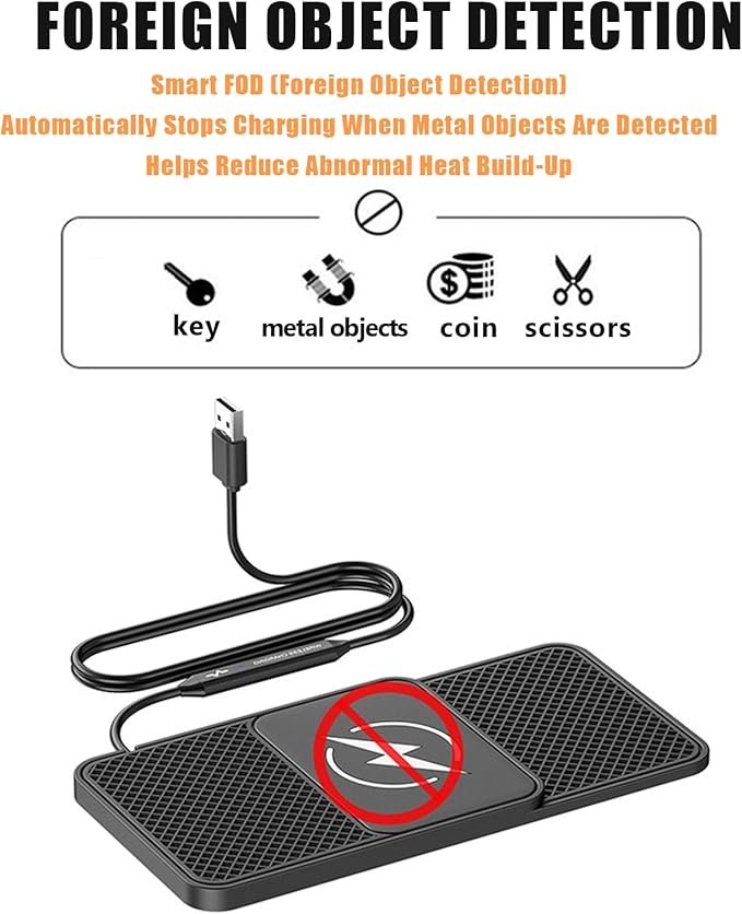 Wireless Car Phone Charger for Honda Civic Type R (FK2) 2015 – 2017, Type C/USB 20W Fast Charging Pad, Non-Slip Charging Station for Travel Home Office Desk, Lightweight, USB
