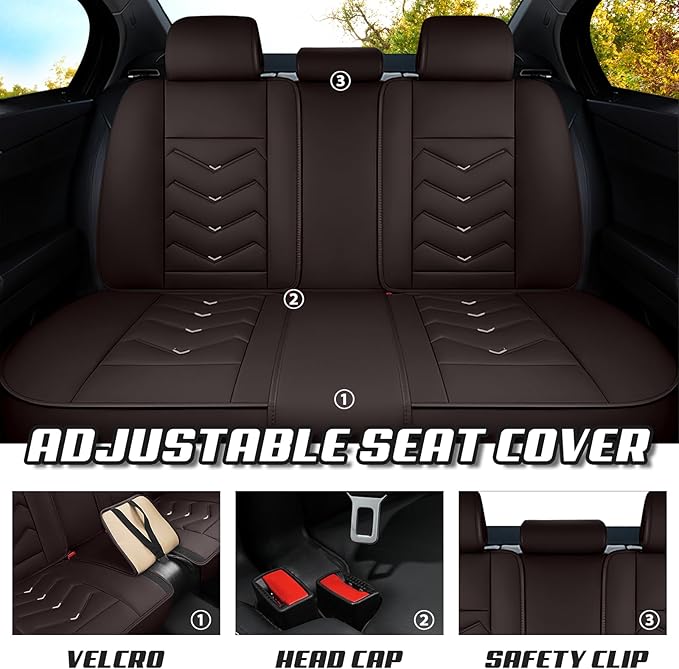 Car Seat Covers for Mitsubishi Outlander 2003-2025, Premium Nappa Leather Car Seat Cover, Stylish Sport Seat Covers， Automobile Seat Cover Sets.(Standard 5 Seats/Coffee Color)
