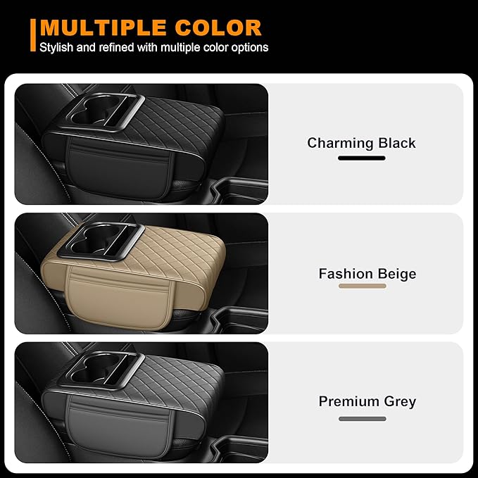 Armrest Cover for Car Fit for Jeep Wrangler - Center Console Cover with Cup Holders and 2 Storage Pockets(Black)