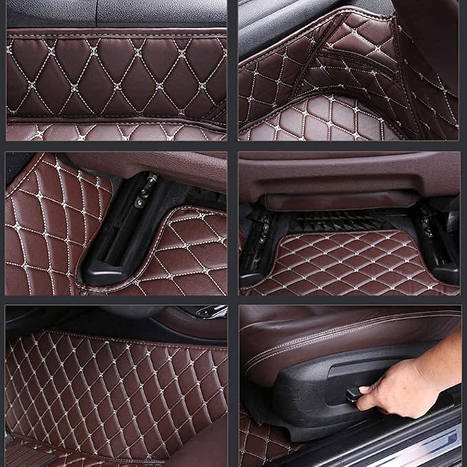 Custom Making Car Floor Mats for 95% Sedan SUV Sports Car Full Coverage Cute Men Women Pads Protection Non-Slip Leather Floor Liners (Black Strips)