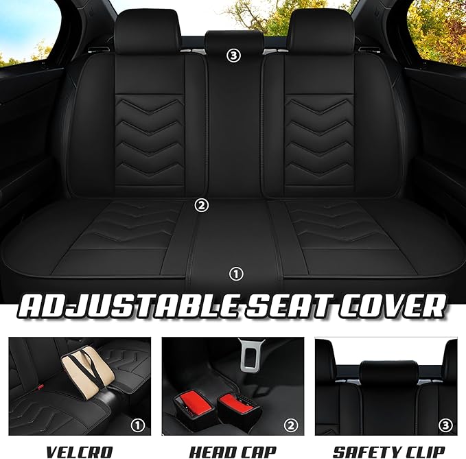 Car Seat Covers for Lexus ES 350 2007-2025, Premium Nappa Leather Car Seat Cover, Stylish Sport Seat Covers， Automobile Seat Cover Sets.(Standard 5 Seats/Pure Black)