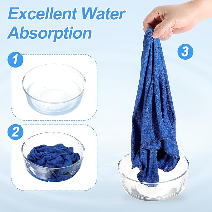 HARFINGTON 2 Pack Microfiber Cleaning Cloth, 20" x 10" Multi-Functional Cleaning Towels Reusable Absorbent Rags for Car Wash Kitchen Household Window Clean, Sapphire Blue
