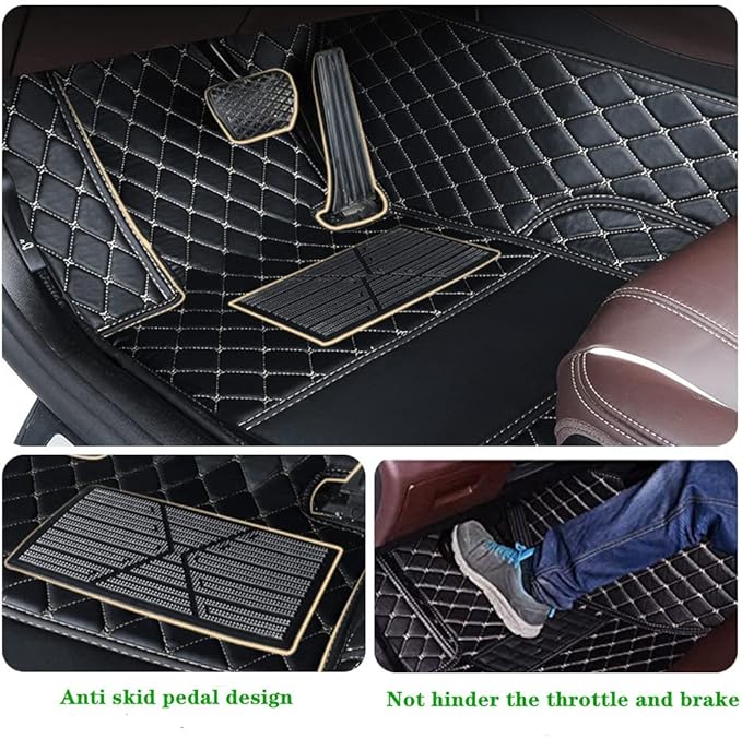 Custom Personalized Floor Mats for Cars - Luxury Full Coverage All Weather Mats, Anti-Slip Leather Mat Set, Fit for 99% of Cars, SUVs & Trucks (Green, A-Diamond)