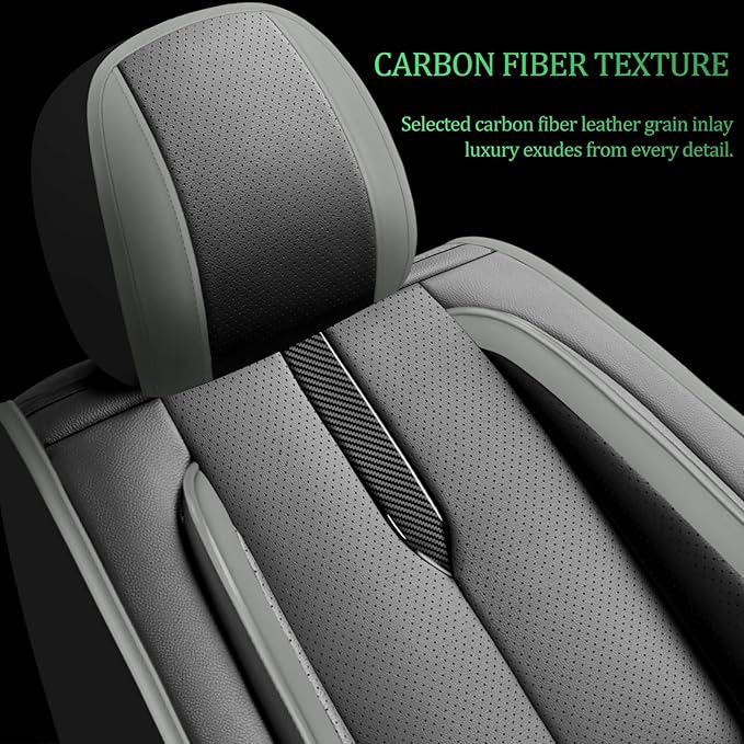 Fit Highlander Car Seat Covers (5 Seats) for Select Toyota Highlander 2007-2026 - Full Coverage Leather,Airbag Compatible, Waterproof & All Weather Seat Cushion Protector,Full Black-Grey