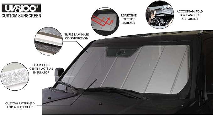 Covercraft UV10122SV Silver UVS 100 Custom Fit Sunscreen for Select Dodge/Plymouth Models - Laminate Material, 1 Pack