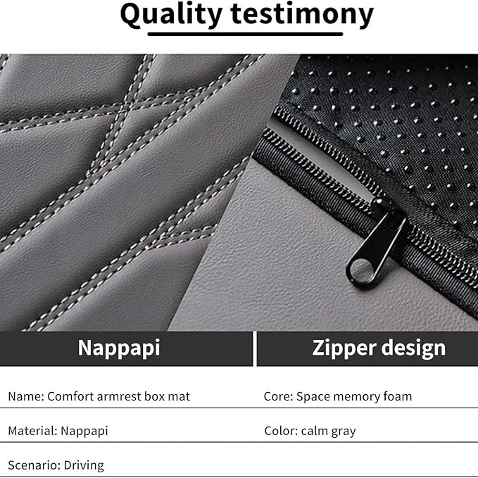 Car Armrest Cushion for Jaguar F-Pace 2015-2019 2020 2021 2022 2023 2024 2025, Car Center Console Cover Armrest Pad Soft Leather Car Interior Accessories,Grey