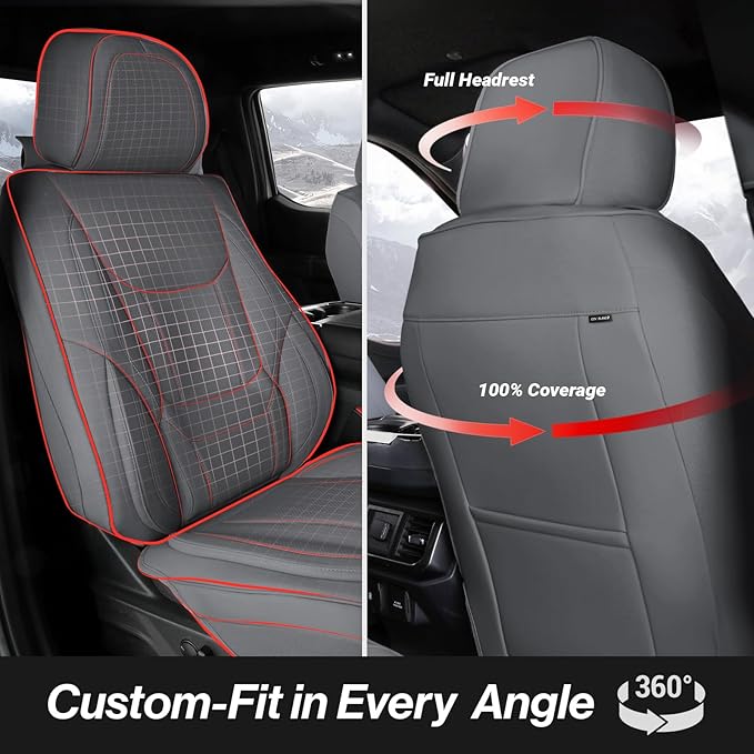 Coverland Custom Fit Car Seat Covers for Car Compatible with [BMW 3-Series Sedan, 7-Series LWB, Mazda6] Premium Waterproof Non-Slip Interior Seat Protector [Full Set Dark Gray - Size Chart X63]