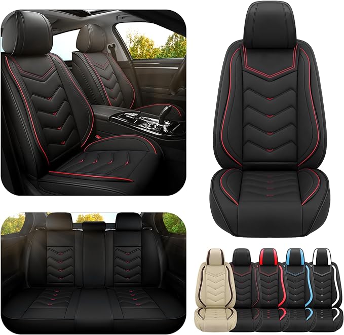 Car Seat Covers for Mitsubishi Outlander 2003-2026, Premium Nappa Leather Car Seat Cover, Stylish Sport Seat Covers， Automobile Seat Cover Sets.(Standard 5 Seats/Black)