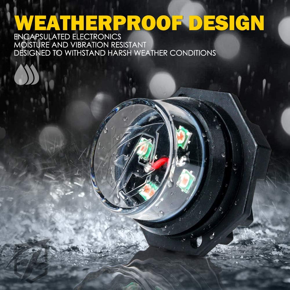 Xprite Amber LED Hideaway Strobe Lights Kit 20 Flashing Patterns w/Control Panel Headlights Taillights Fog Marker Light Mounting, for Construction Emergency Vehicles Trucks SUV Vans 12V Cars 4 PCs