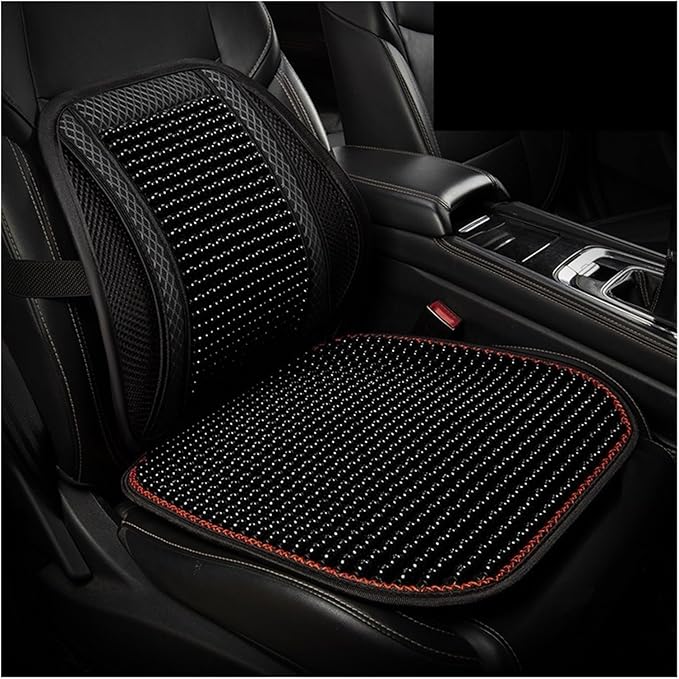 Car Seat Chair Back Cushion for Toyota RAV4 Prime 2025, Wooden Beads Ventilate Mesh Lumbar Brace Strong Durable Relieve Fatigue Summer Interior Accessories,A-Waist Cushion
