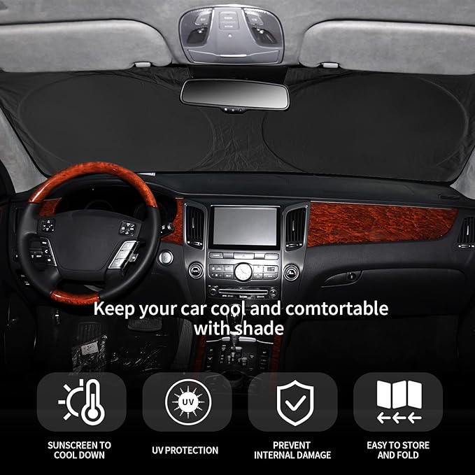 Custom Fit Nissan Murano 2015 2016-2022 2023 2024 2025 Windshield Sun Shade for Murano Front Window Sunshade 240T Upgrade Foldable Cover Sun Visor Shield Protector Blocks UV Rays Car Accessories