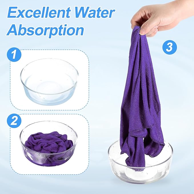HARFINGTON 6 Pack Microfiber Cleaning Cloth, 24" x 12" Multi-Functional Cleaning Towels Reusable Absorbent Rags for Car Wash Kitchen Household Window Clean, Purple