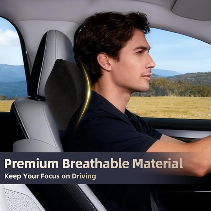 Car Neck & Lumbar Support Pillow Set for Ford Explorer, Soft Memory Foam Headrest & Back Cushion, Ergonomic Comfortable Seat Support for Daily Driving and Long Trips Car Interior Accessories