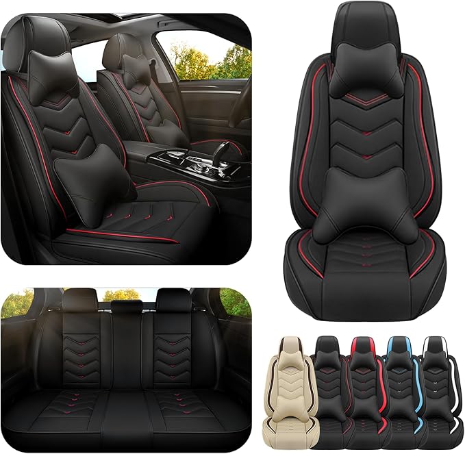 Car Seat Covers for Hyundai Sonata 2002-2026, Premium Nappa Leather Car Seat Cover, Stylish Sport Seat Covers， Automobile Seat Cover Sets.(Luxury 5 Seats/Black)