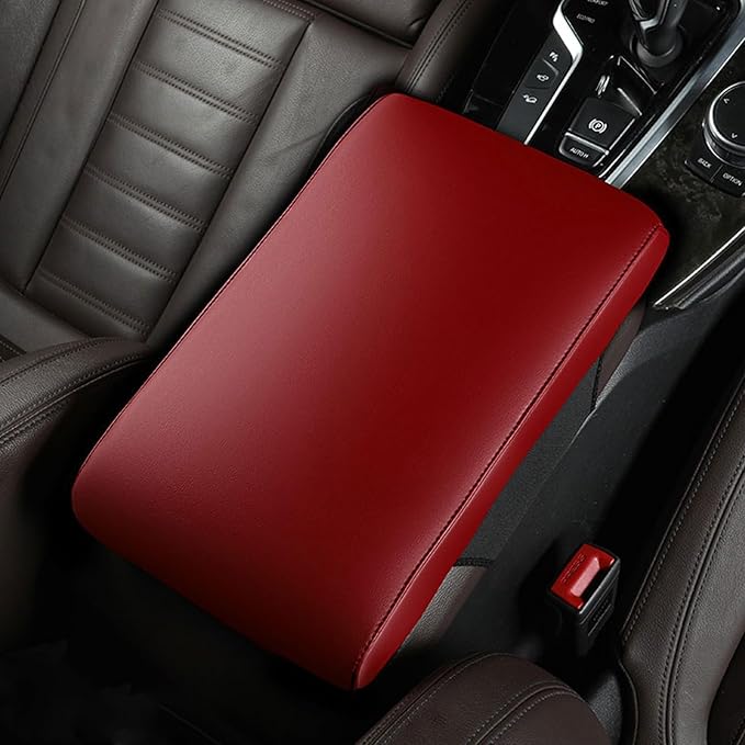 Car Armrest Covers for Mercedes Benz SLK 200 200K 250 280 350 Premium Leather Center Console Armrest Cushion Pad Anti-Scratch Soft Support for Elbow Auto Interior Accessories,Red Style