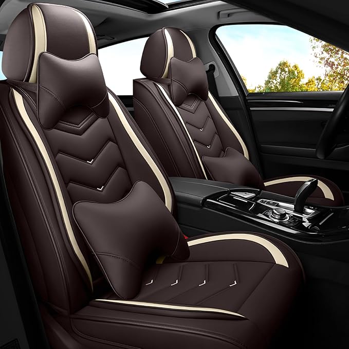 Car Seat Covers for Mercedes-Benz S-Class 2005-2025, Premium Nappa Leather Car Seat Cover, Stylish Sport Seat Covers， Automobile Seat Cover Sets.(Luxury 2 Seats/Coffee Color)