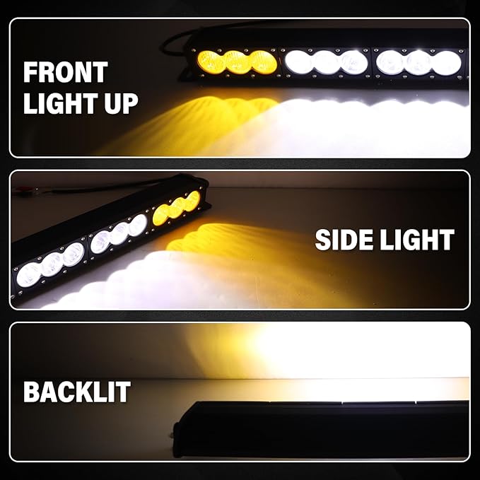Willpower 54 inch LED Light Bar Single Row Dual Color 300W Off Road Light Bar White Amber Combo LED Work Light Truck UTV 4x4 Cars SUVs ATVs Boats Fog Driving Light with Wiring Harness kit
