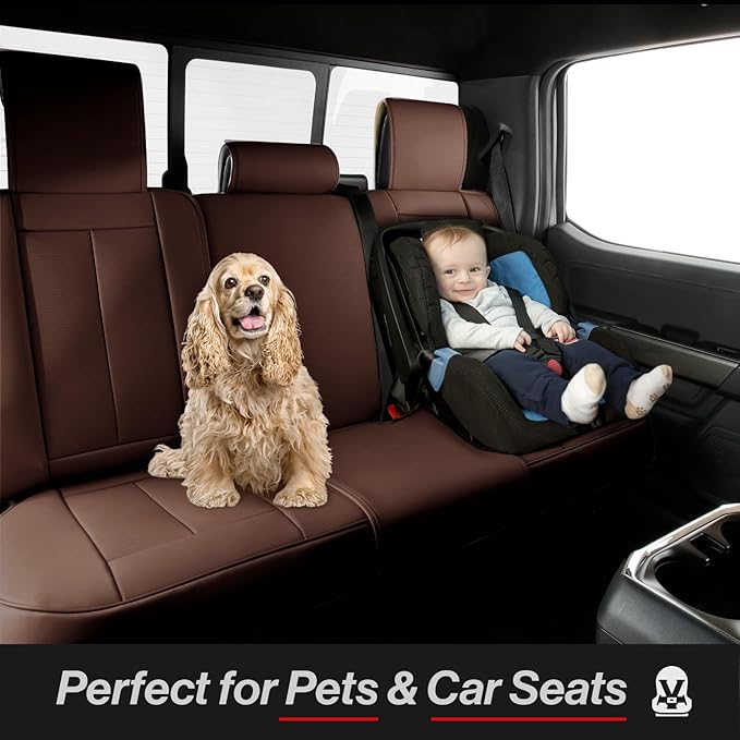 Coverland Custom Fit Car Seat Covers for SUV Compatible with [CX‑5, HR‑V, Passport, Escape, CX‑30, Bolt EUV, ASXa] Premium Waterproof Non-Slip Interior Seat Protector [Full Set Dark Brown -Chart X84]