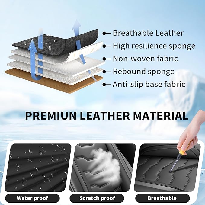 Fit Altima Car Seat Covers Compatible with Nissan Altima 2011-2025 2026 - Premium Leather， Waterproof Breathable， All-Weather Seat Cushion Protecto&Airbag Compatible (2 Front Seat Black)