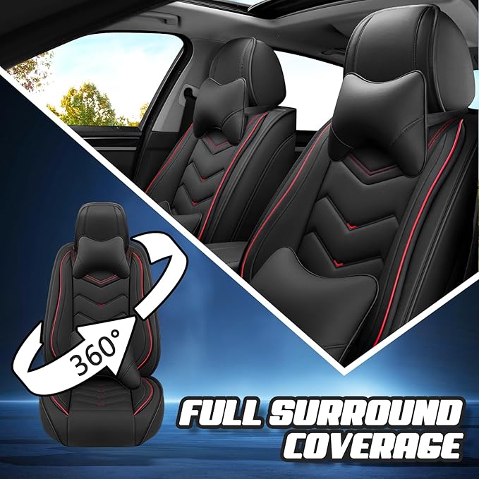 Car Seat Covers for Ford Expedition 2000-2026, Premium Nappa Leather Car Seat Cover, Stylish Sport Seat Covers， Automobile Seat Cover Sets.(Luxury 2 Seats/Black)