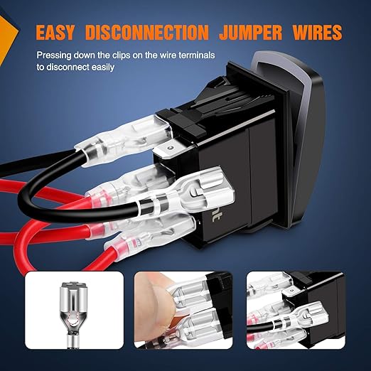 Nilight SPOT Lights Rocker Switch Led Light Bar Switch 5Pin Laser On/Off switches 20A/12V 10A/24V Switch with Jumper Wires Set for Cars,Trucks,RVs,2 Years Warranty