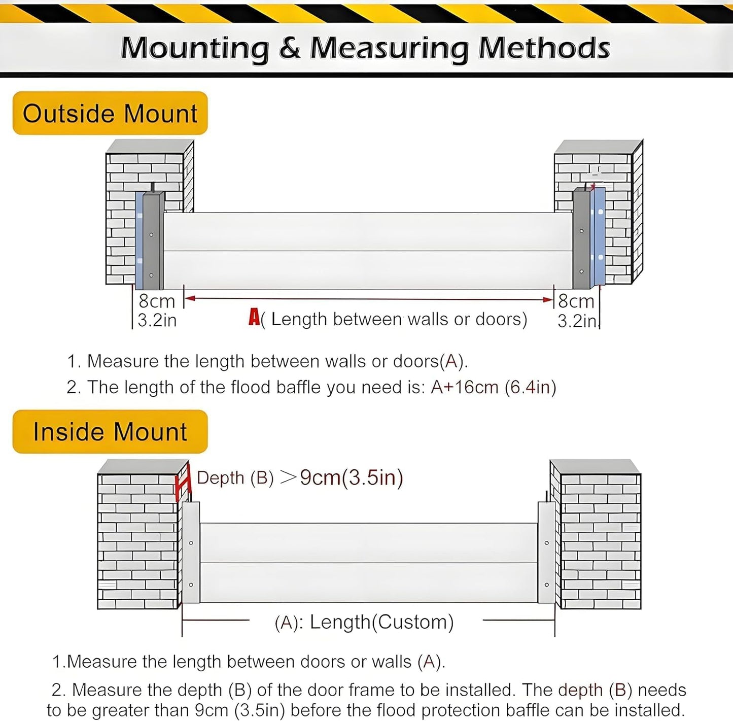 Flood Barriers for Home Exterior - Aluminum Alloy Outdoor Easy Flood Barrier Garage Doors Water Barriers for Flooding,H7.9 Inch/L21FT