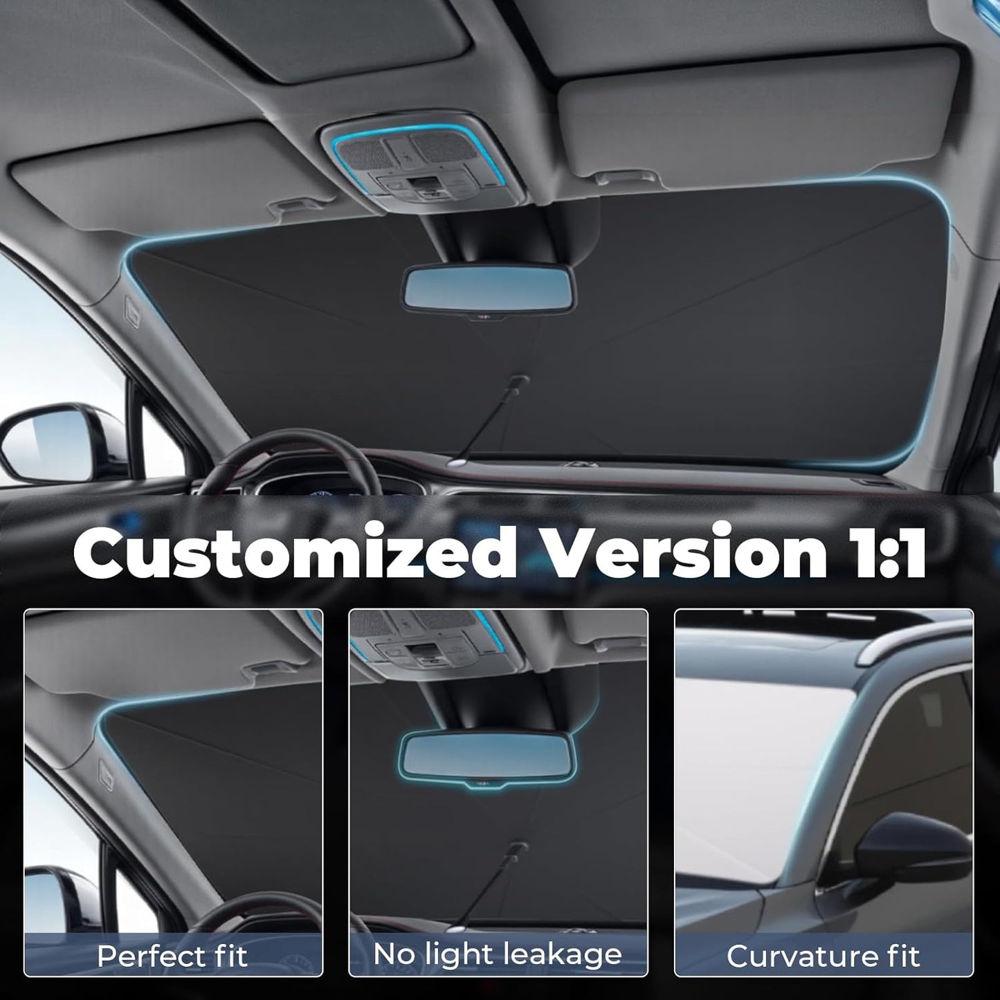 Windshield Sun Shade Umbrella: for Mazda CX-5-2017-2025 - Front Custom Car Window Shades - Double Thickened Foldable Mazda CX-5 Sunshades Block UV Keep Cool