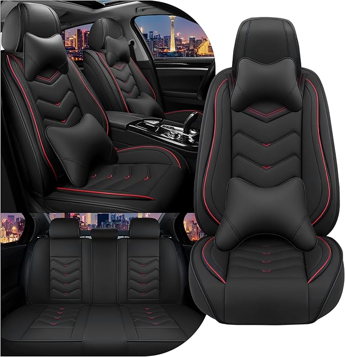 CTDS Car Seat Covers for Ford F-150 2000-2026, Stylish Sport Seat Cover, Premium Nappa Leather Car Seat Cover. Automobile Seat Covers Sets.(Luxury 5 Seats/Black)