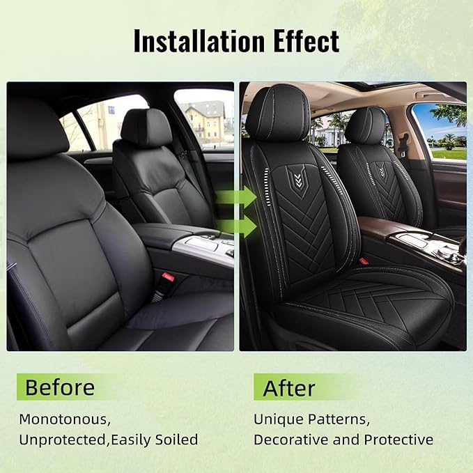 AOMSAZTO Car Seat Covers Fit for Kia Optima 2002-2020 Premium Front Seat Covers Waterproof Leather Automotive Seat Covers Compatible with Airbag (2 Seats,Black)