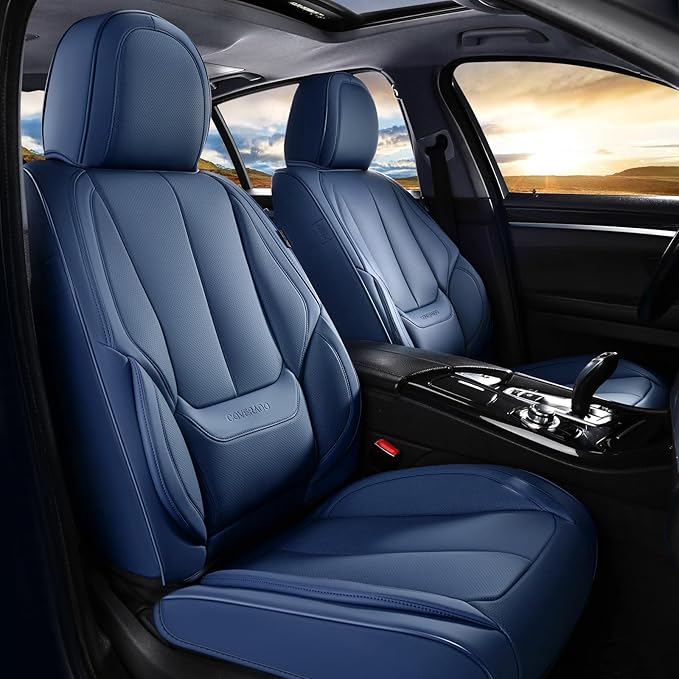 Coverado Seat Covers, Car Seat Covers Front Seats, Car Seat Cover, Car Seat Protector Waterproof, Car Seat Cushion Nappa Leather, Blue Seat Covers Carseat Cover Universal Fit for Most Cars
