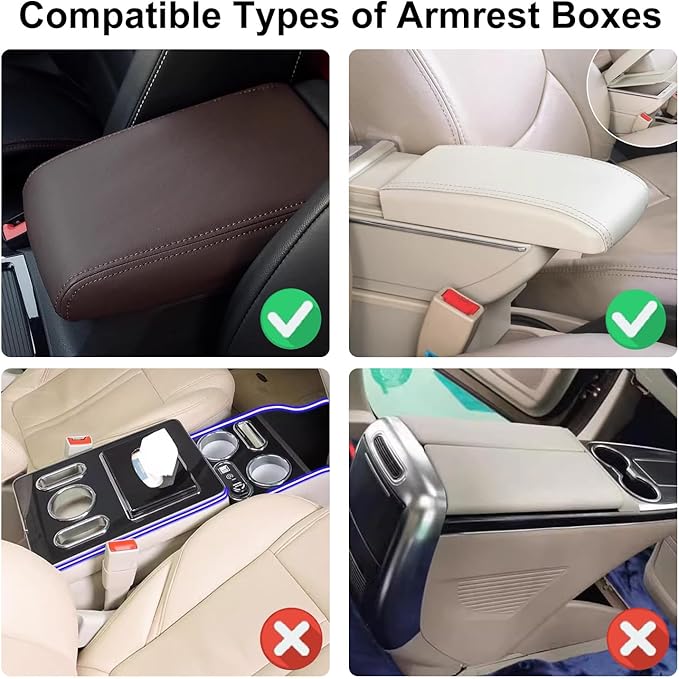 NBTEPEM Bling Crown Car Center Console Armrest Cover, Leather Middle Console Cover Cushion with 2 Storage Bags, Car Armrest Storage Box Interior Accessories for Most Vehicles(Blue)
