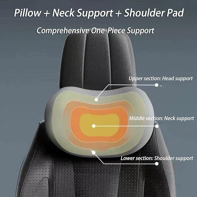 Car Lumbar Support Pillow and Car Neck Pillow Kit for Chrysler Aspen 2006 2007 2008 2009, Car Seat Neck Back Rest Pillows, Ergonomic Car Seat Headrest & Lumbar Cushion,B Grey