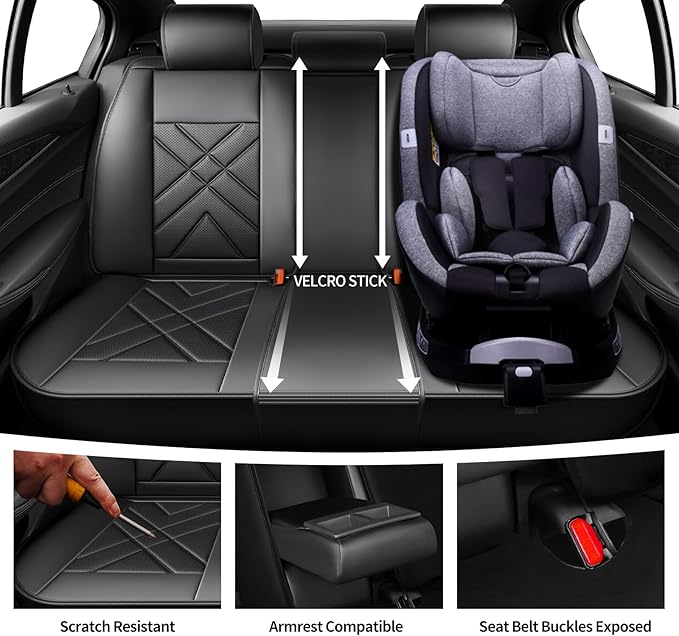 CX-30 Car Seat Covers Fit for Mazda CX-30 2020-2026, Full Coverage Premium Leather Waterproof Breathable Seat Covers, Automotive Seat Protectors, Airbag Compatible(Full Set Seats, Black-Blue)