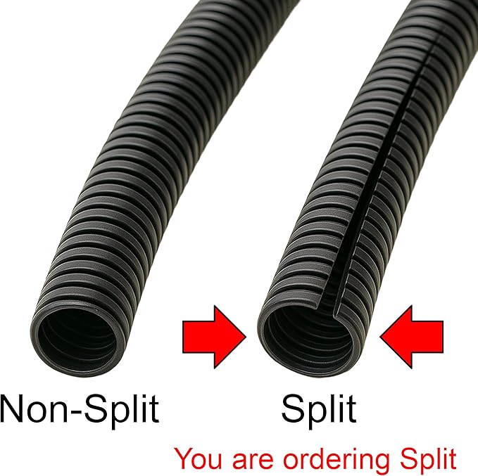 Electriduct Split Wire Loom Tubing Polyethylene Corrugated Flexible Conduit - 2" Nominal Size - 25 Feet - Orange