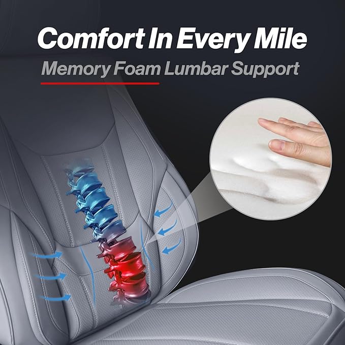 Coverland Custom Fit Car Seat Covers for Car Compatible with [Camry, Accord, Altima, G20, I35, G37, Escort, Capri] Premium Waterproof Non-Slip Interior Seat Protector [Front Gray- Size Chart A12]