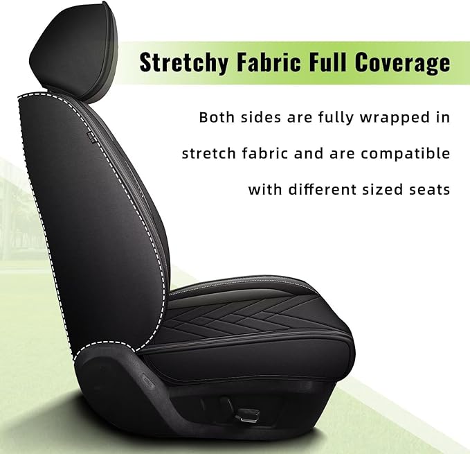 AOMSAZTO Seat Cover Fit for Buick Envision 2017-2026: Full Set Waterproof Faux Leather Automotive Seat Covers Vehicle Seat Cushion Protector Car Interior Covers(5 Seats Black&Grey)