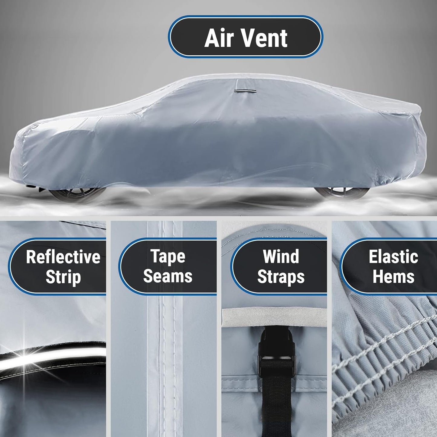 iCarCover Custom Car Cover for Chevy Deluxe Station Wagon (1949-1952) Waterproof All Weather Rain Snow UV Sun Protector Full Exterior Indoor Outdoor Car Cover (Stripe - Gray/Black)