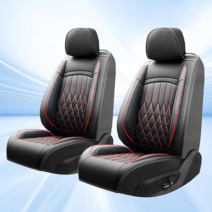 Fit RDX Car Seat Covers for Acura RDX 2010-2026 - Premium Leather, Waterproof, All-Weather, Airbag Compatible, Breathable, Easy Install, Seat Protectors, Only 2 Front seat Covers, Redline