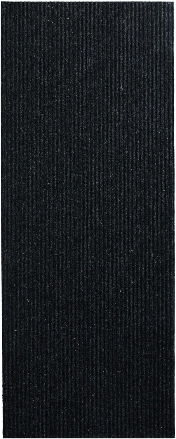 iCustomRug Spartan Weather Warrior Indoor/Outdoor Utility Ribbed Carpet Runner with Non-Slip Thermoplastic Rubber Backing, 28in X 78ft in Black