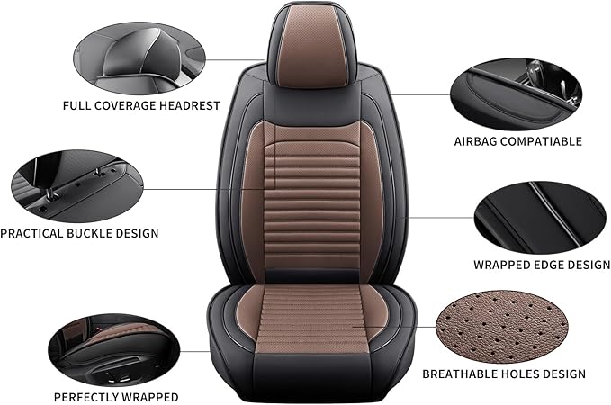 Car Seat Covers Full Set Fit for Toyota 4Runner 2001-2026, Premium Faux Leather Car Seat Protector,Breathable Anti-Slip Full Wrapping Edge Seat Covers(Black&Brown,Full Set)