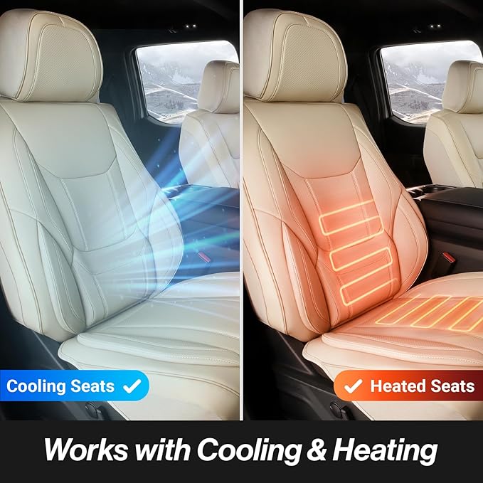 Coverland Custom Fit Car Seat Covers for Car Compatible with [2004-2008 Toyota Solara Coupe] Premium Leather Non-Slip Memory Foam Waterproof Interior Protector [Full Set Beige - Size Chart X65]