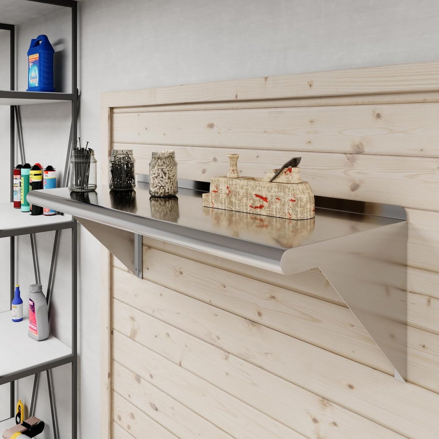 AmGood 36" Long X 14" Deep Stainless Steel Wall Shelf | NSF Certified | Appliance & Equipment Metal Shelving | Kitchen, Restaurant, Garage, Laundry, Utility Room