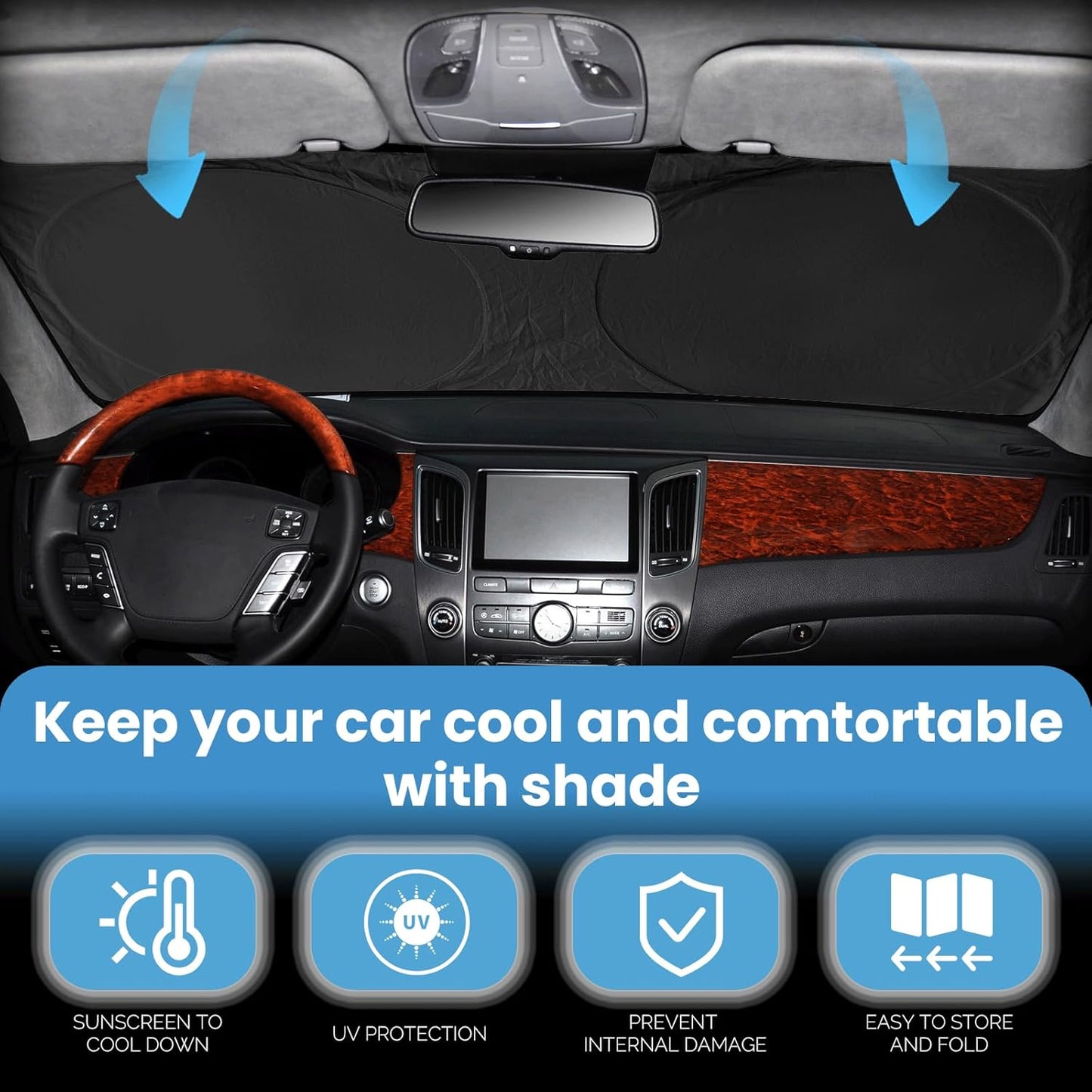 Sunshade for Lexus ES 2019-2024 2025 ES250 ES300h ES350 Sedan Sun Shade Windshield Cover Front Window Shield 210T Reflective Sun Visor Protector Blocks 99% UV Rays Car Accessories