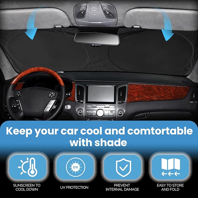 for 2022-2024 2025 Audi A3 Sun Shade Windshield Cover, Car Sunshades for Front Windows Shield Custom Fit A3 Sedan/A3 Quattro/RS3/Cabriolet/S3 Sun Visor Protector Blocks UV Rays Car Accessories