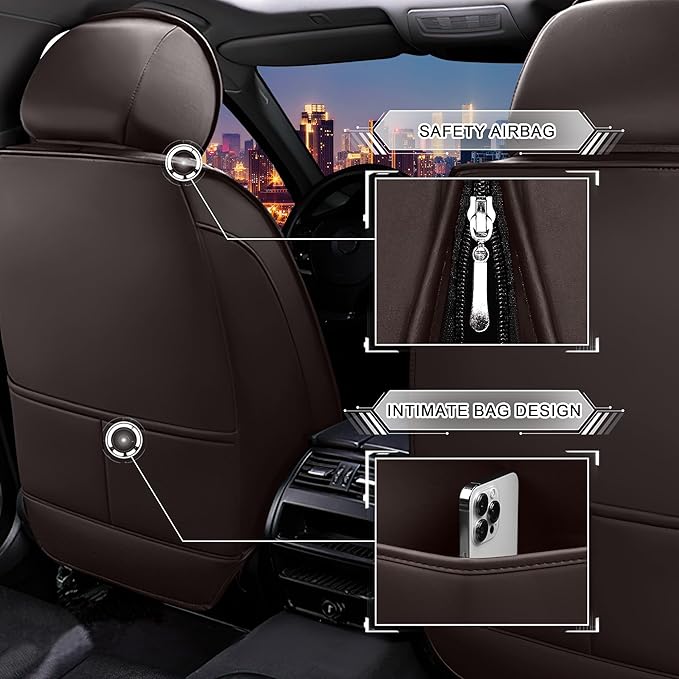 CTDS Car Seat Covers for Nissan Altima 2001-2026, Stylish Sport Seat Cover, Premium Nappa Leather Car Seat Cover. Automobile Seat Covers Sets.(Standard 2 Seats/Coffee Color)