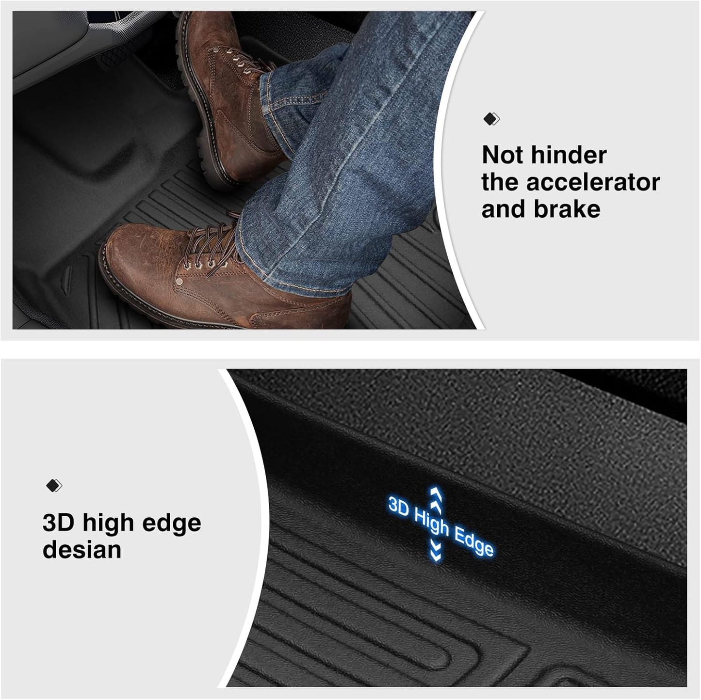Powerty Floor Mats for 2020-2025 2026 Kia Telluride 7 Seats Accessories All Weather Floor Liner 3D TPE Floor Mat Heavy-Duty Floor Liners