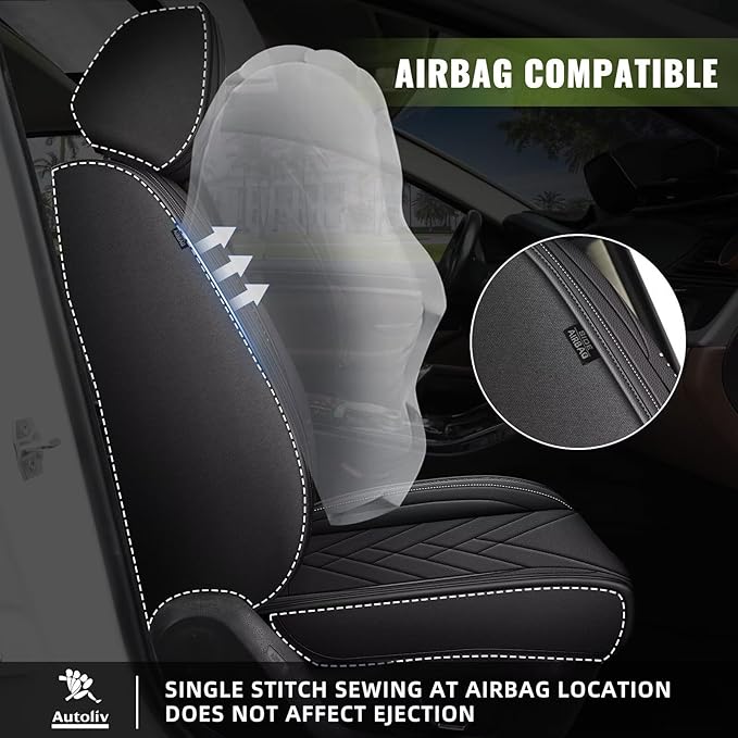 AOMSAZTO Car Seat Covers Fit for Kia Soul 2010-2025 2026 Premium Front Seat Covers Waterproof Leather Automotive Seat Covers Compatible with Airbag (2 Seats,Black)